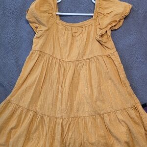 jumping beans Mustard Yellow Puff-Sleeve Tiered Dress